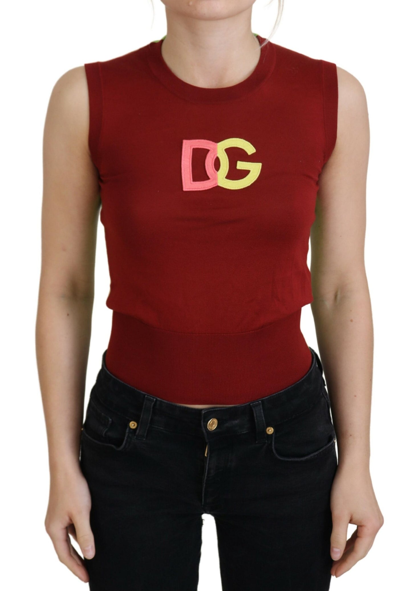 Dolce &amp; Gabbana Elegant Silk Casual Topp Röd Grön