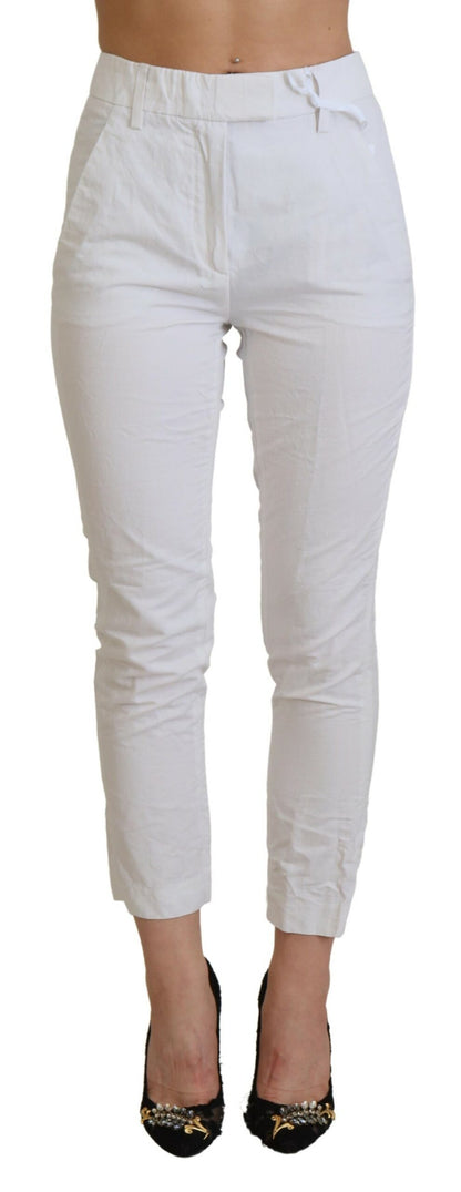 Pantalones blancos elegantes de talle alto y cónicos Dondup