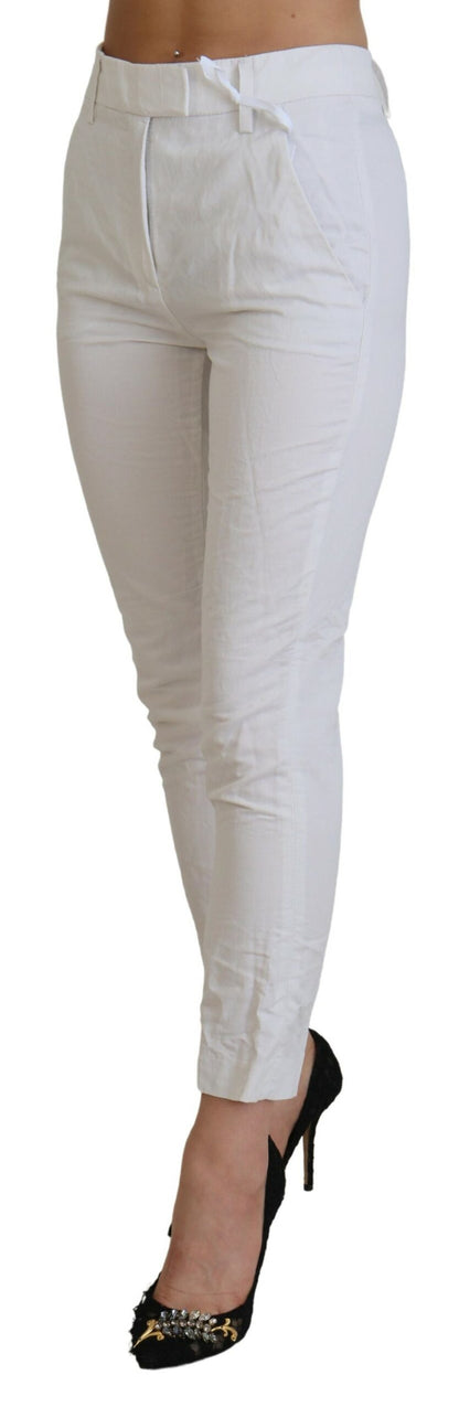 Pantalones blancos elegantes de talle alto y cónicos Dondup