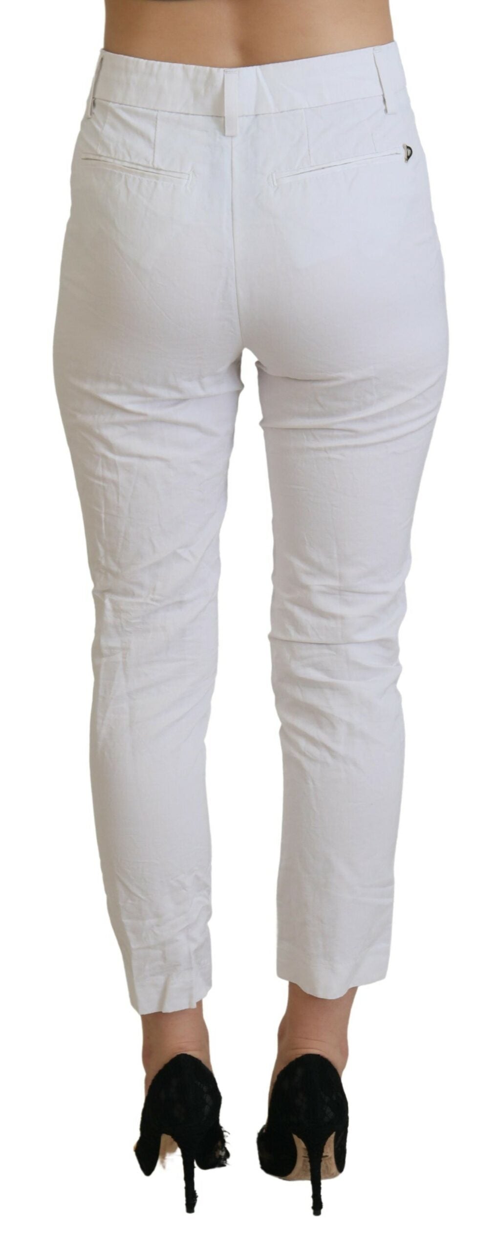 Pantalones blancos elegantes de talle alto y cónicos Dondup