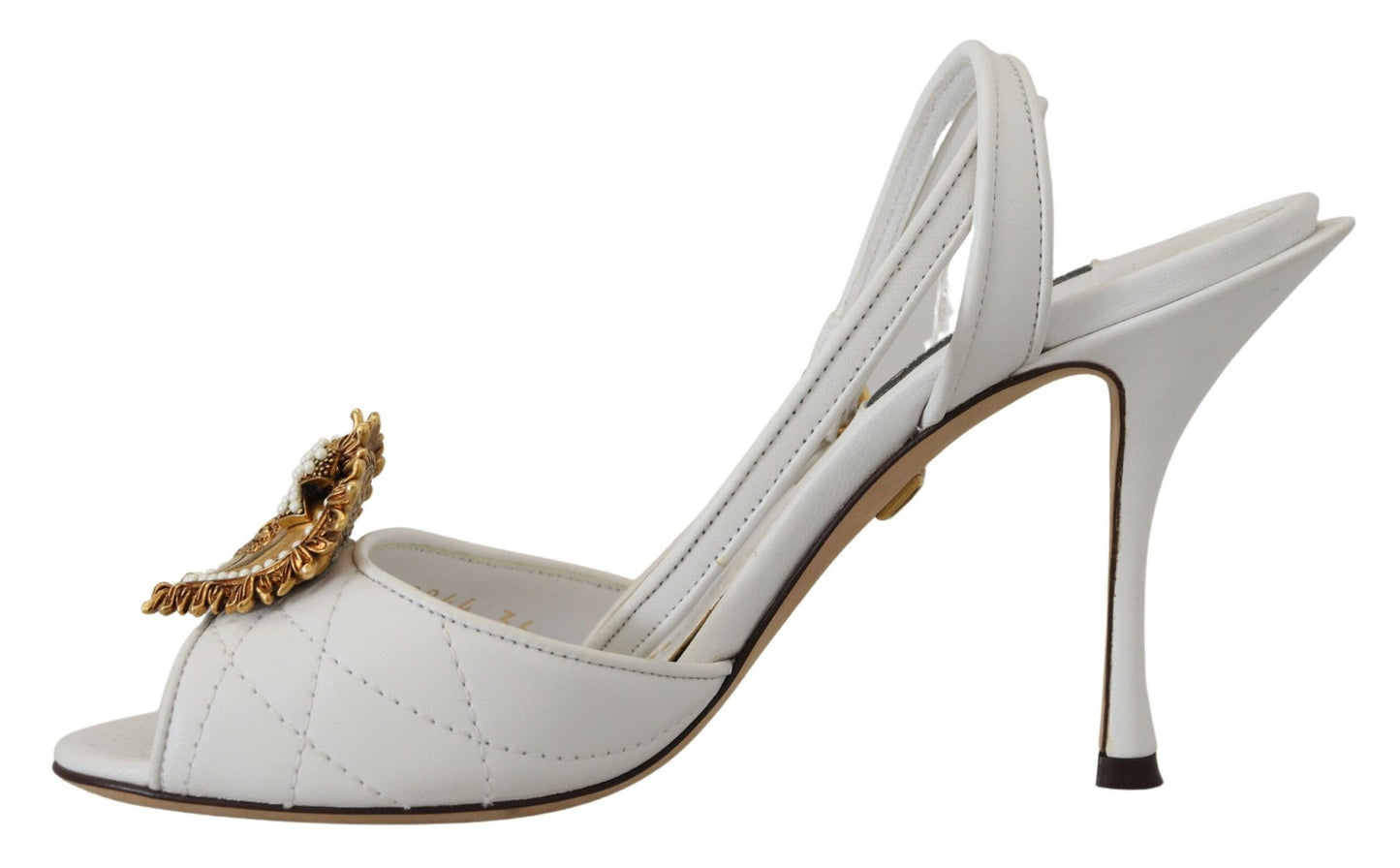 Dolce & Gabbana Devotion Embellished White Leather Stilettos