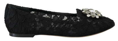 Dolce &amp; Gabbana Elegant Floral Lace Flat Vally Shoes