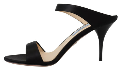 Prada Elegant Black Leather Heels Pumps