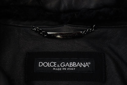 Dolce &amp; Gabbana Chic svart läder sidenfodrad jacka