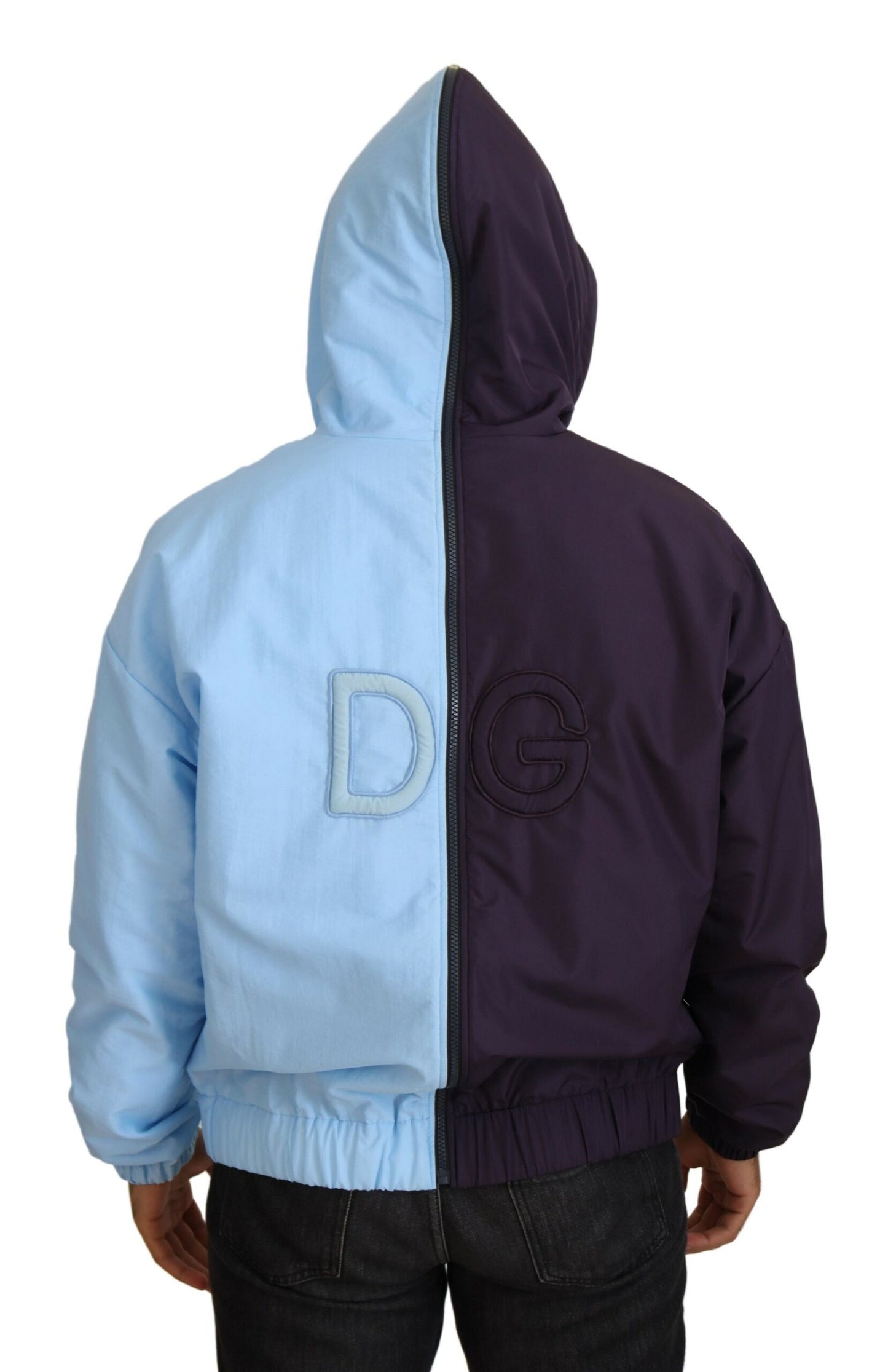 Dolce &amp; Gabbana Elegant Hooded Blue Jacket - Full dragkedja