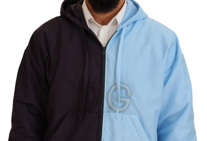 Dolce &amp; Gabbana Elegant Hooded Blue Jacket - Full dragkedja