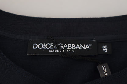 Dolce &amp; Gabbana elegant blå tröja i bomull-silkeblandning