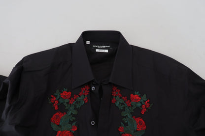 Dolce &amp; Gabbana elegant blommig broderad bomullsskjorta