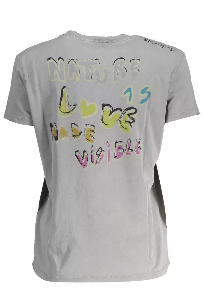 Top de mujer de algodón gris Desigual