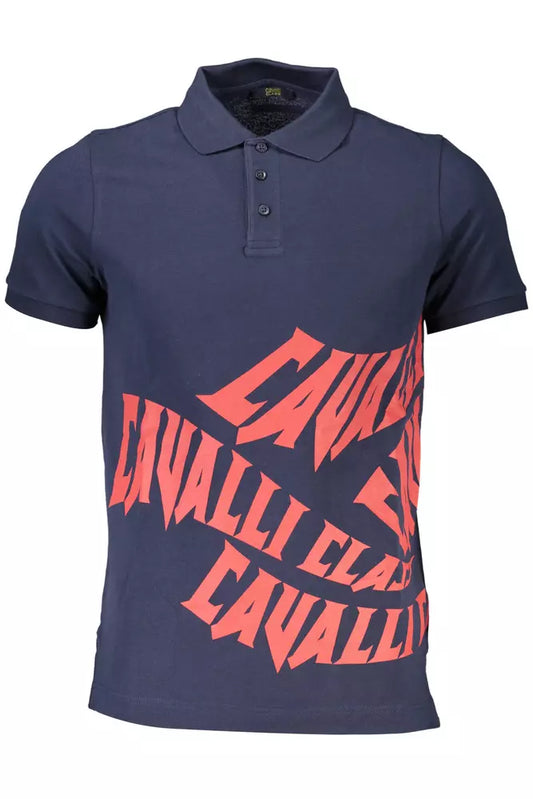 Polo de algodón azul para hombre Cavalli Class