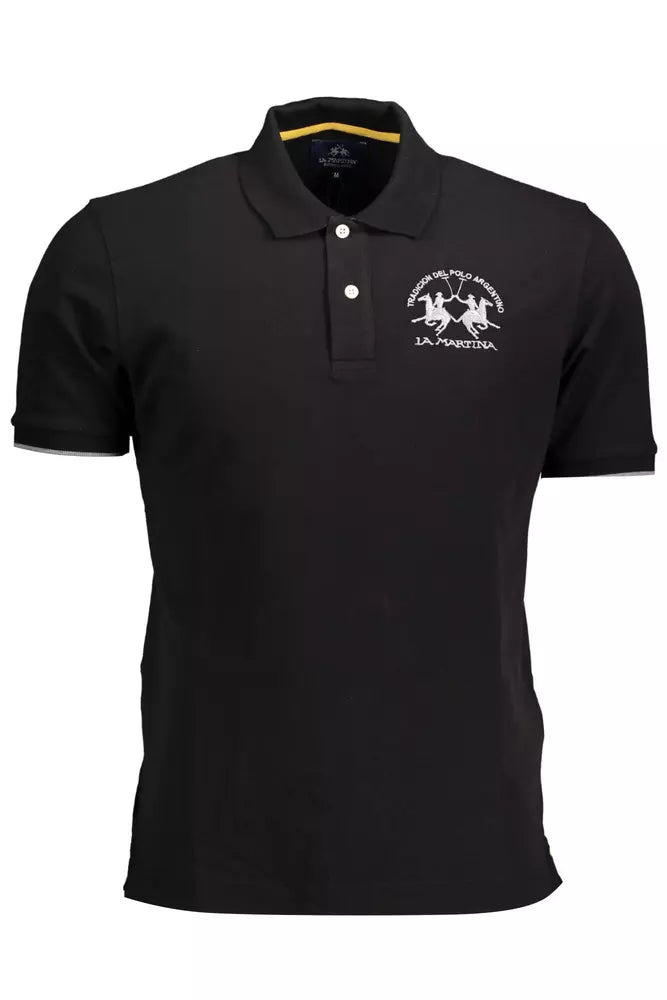 Polo de algodón negro para hombre La Martina