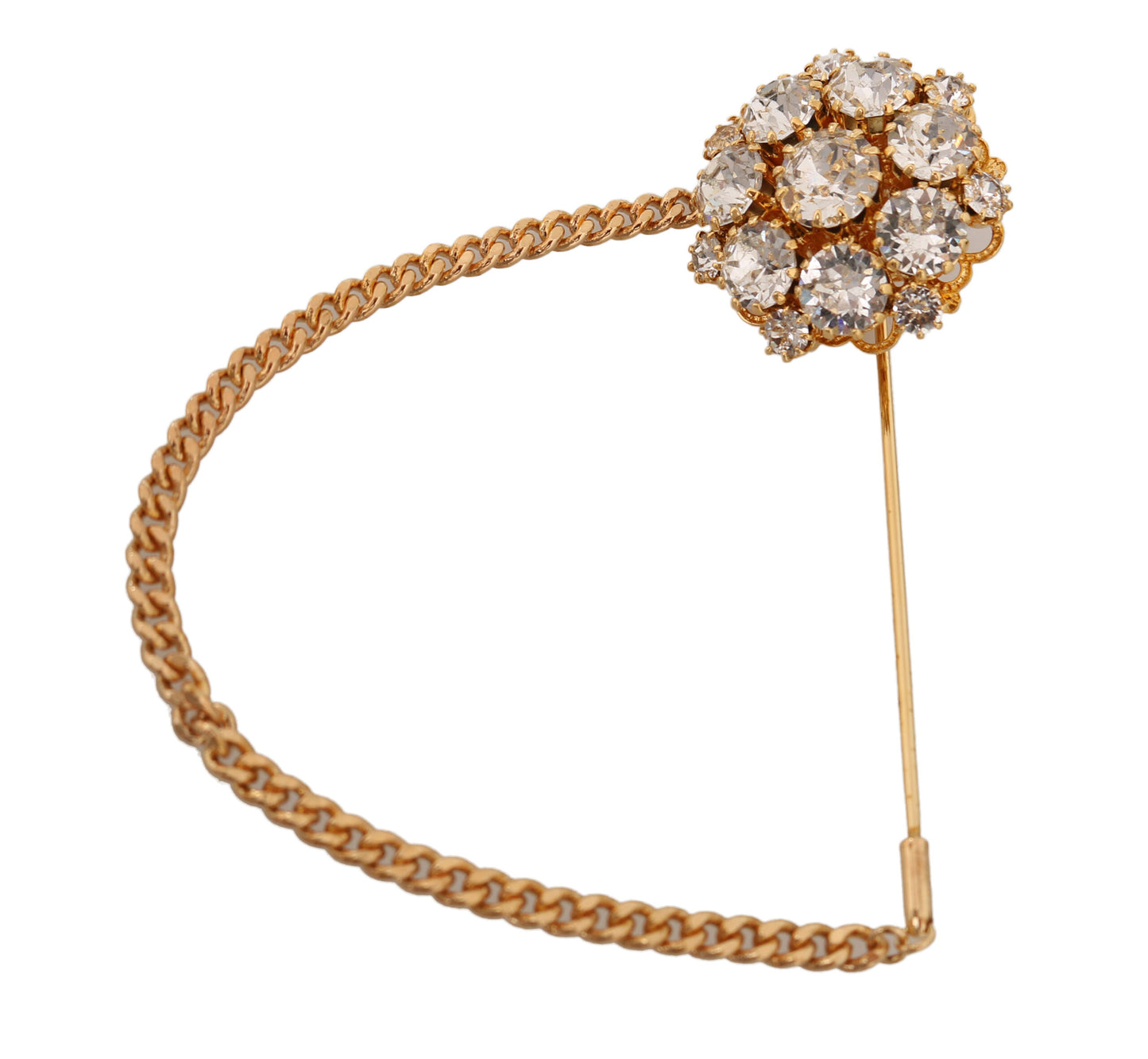 Dolce & Gabbana Exquisite Crystal-Embellished Gold Brooch