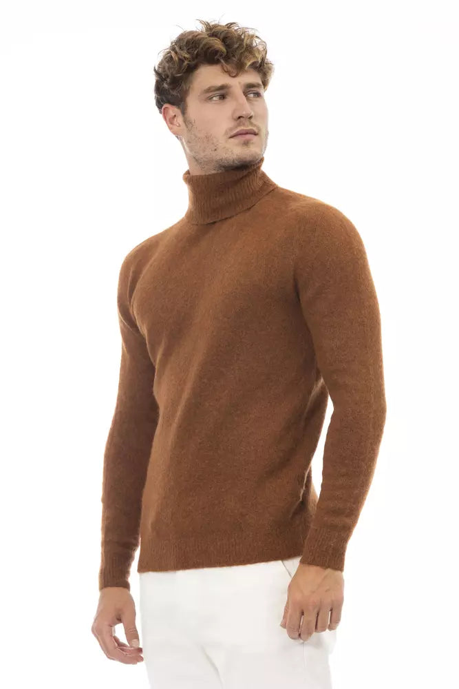 Suéter de alpaca marrón para hombre de Alpha Studio