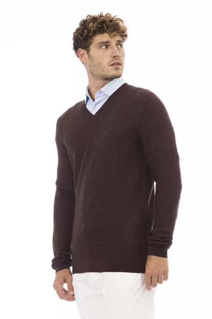 Suéter de lana merino marrón Alpha Studio para hombre