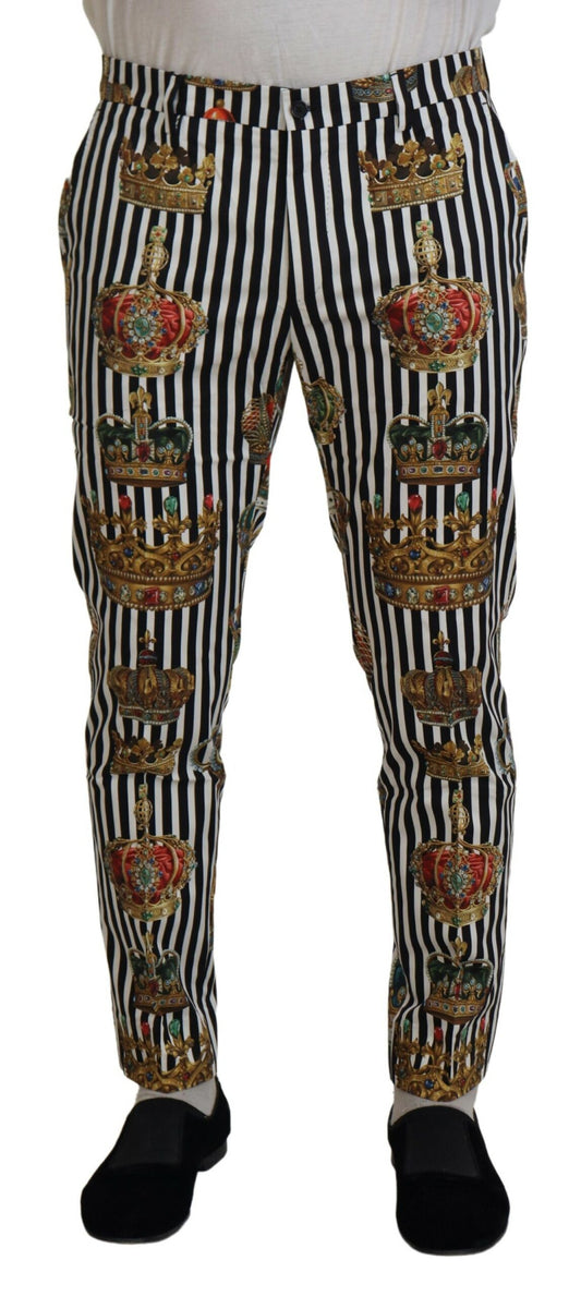 Pantalones chinos elegantes con rayas y coronas doradas de Dolce &amp; Gabbana