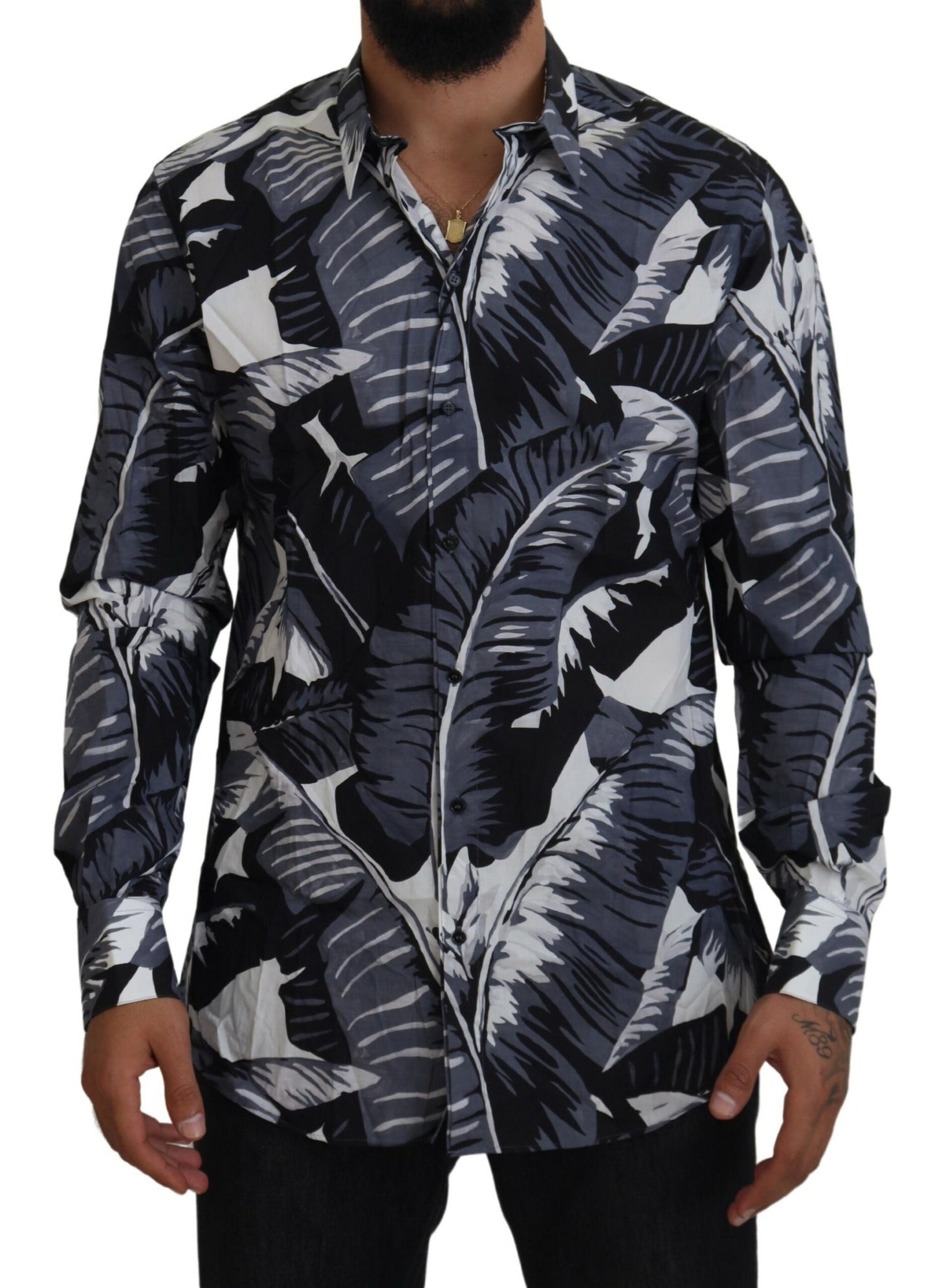 Dolce &amp; Gabbana Multicolor Banana Leaf Print Casual Shirt