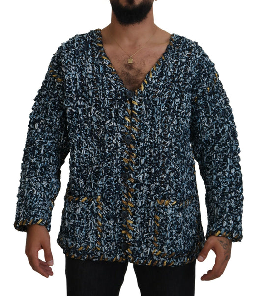 Dolce &amp; Gabbana Elegant blå v-ringad cardigan tröja