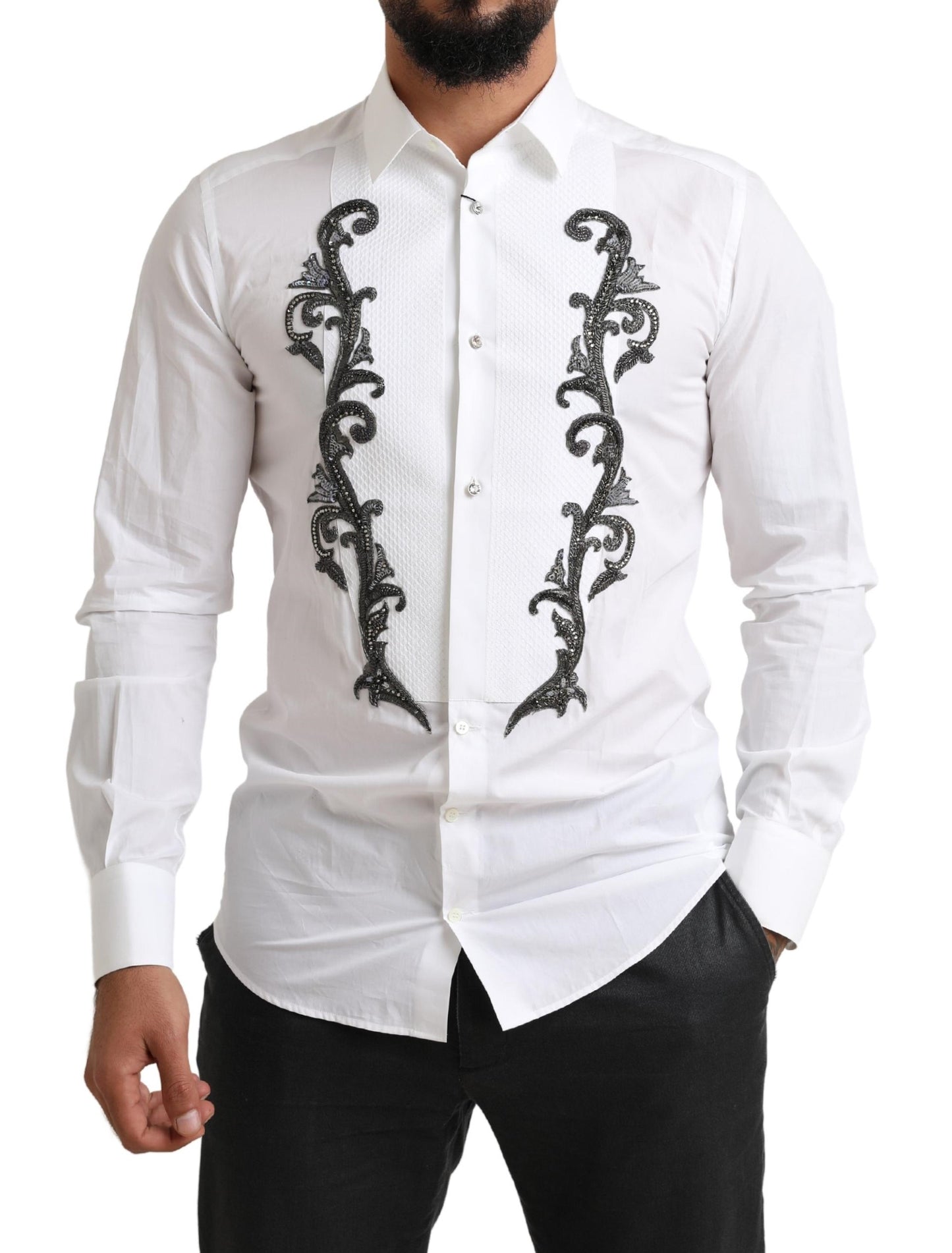 Dolce &amp; Gabbana italiensk designer Slim Fit smokingskjorta