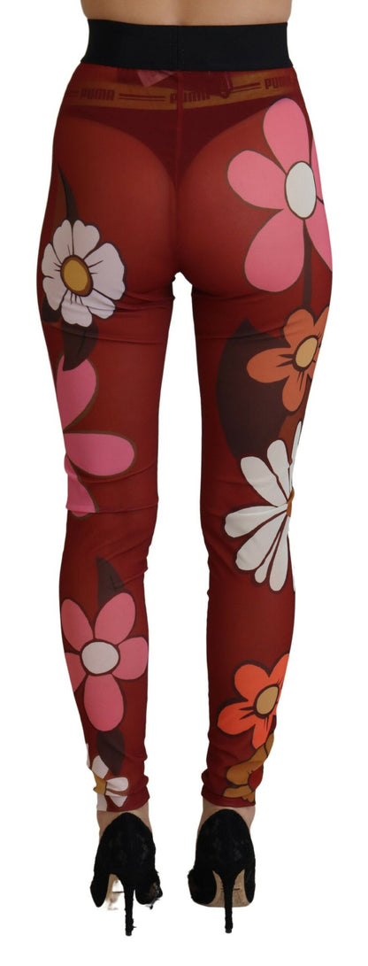 Leggings de cintura alta con estampado floral rojo de Dolce &amp; Gabbana