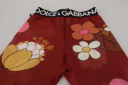 Leggings de cintura alta con estampado floral rojo de Dolce &amp; Gabbana