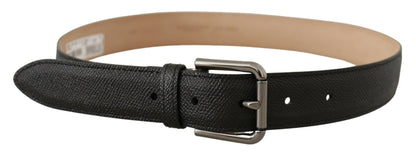 Dolce & Gabbana Elegant Black Leather Belt with Metal Buckle