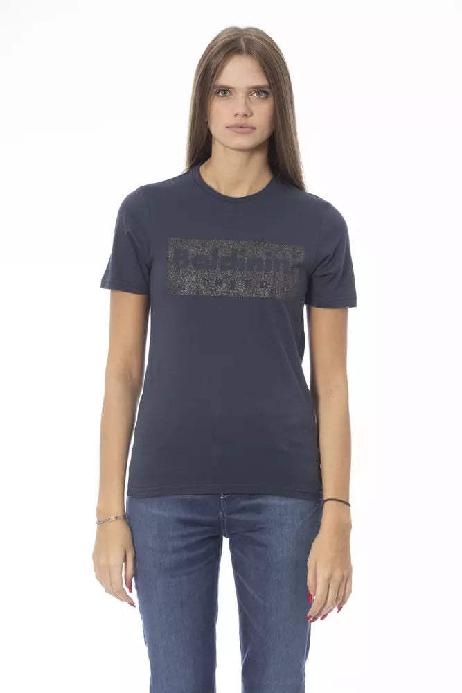 Camiseta de algodón azul Baldinini Trend para mujer