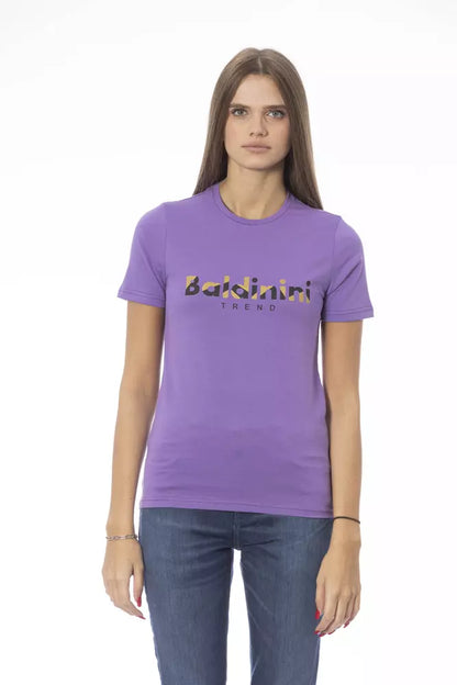 Camiseta de algodón morada para mujer Baldinini Trend