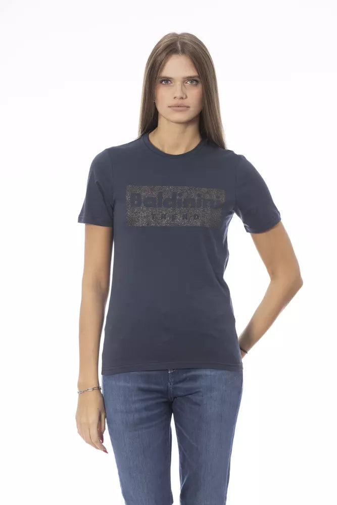 Camiseta de algodón azul Baldinini Trend para mujer