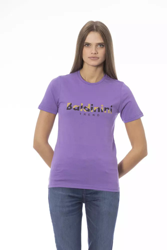 Camiseta de algodón morada para mujer Baldinini Trend