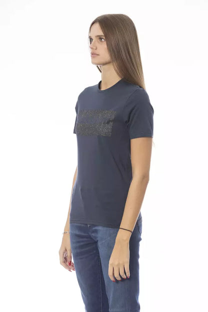 Camiseta de algodón azul Baldinini Trend para mujer