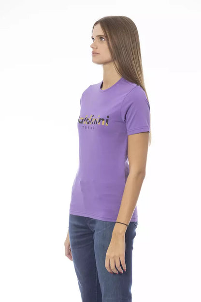 Camiseta de algodón morada para mujer Baldinini Trend