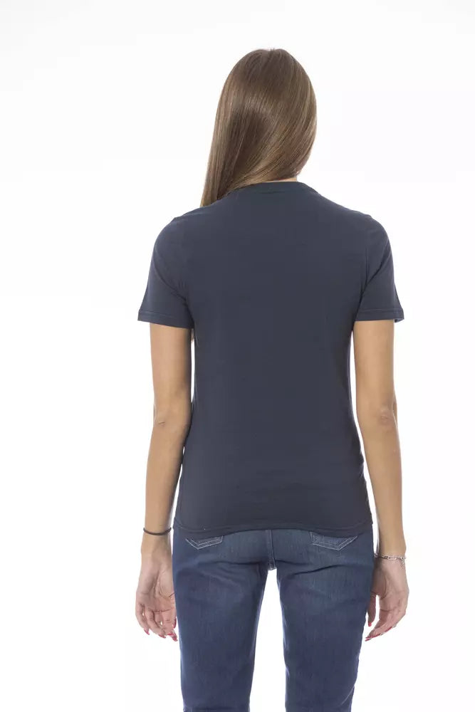 Camiseta de algodón azul Baldinini Trend para mujer