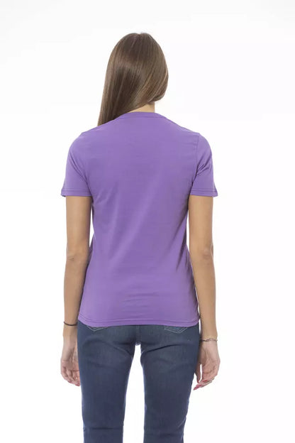 Camiseta de algodón morada para mujer Baldinini Trend