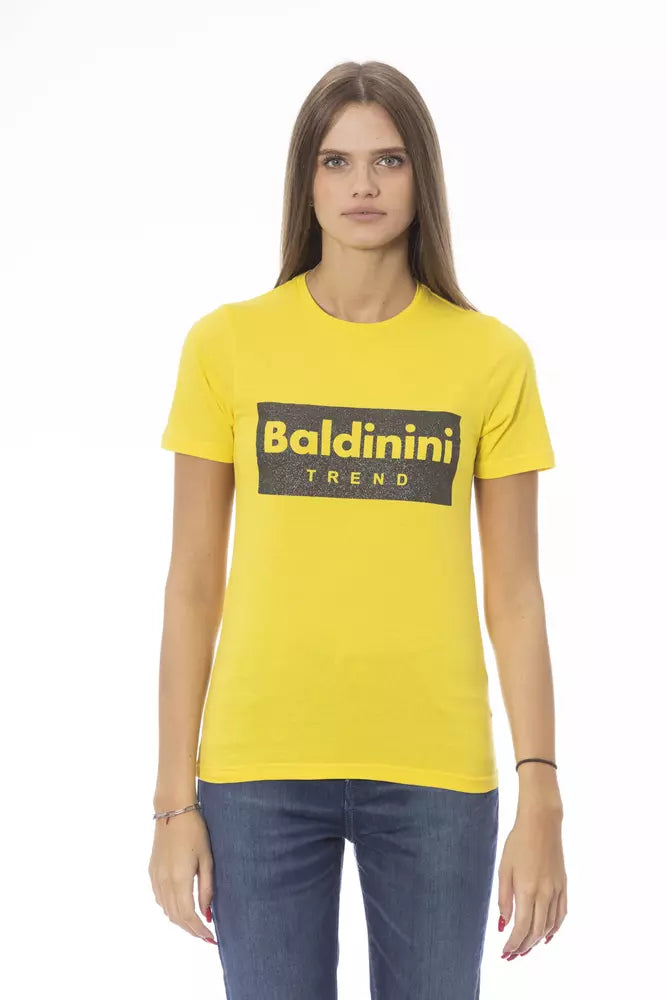 Camiseta de algodón amarilla para mujer Baldinini Trend