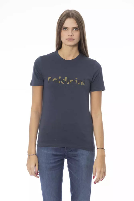 Camiseta de algodón azul Baldinini Trend para mujer