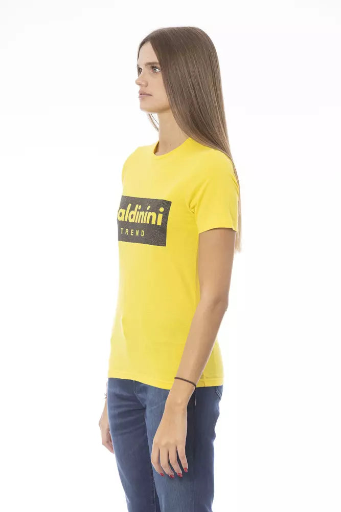 Camiseta de algodón amarilla para mujer Baldinini Trend