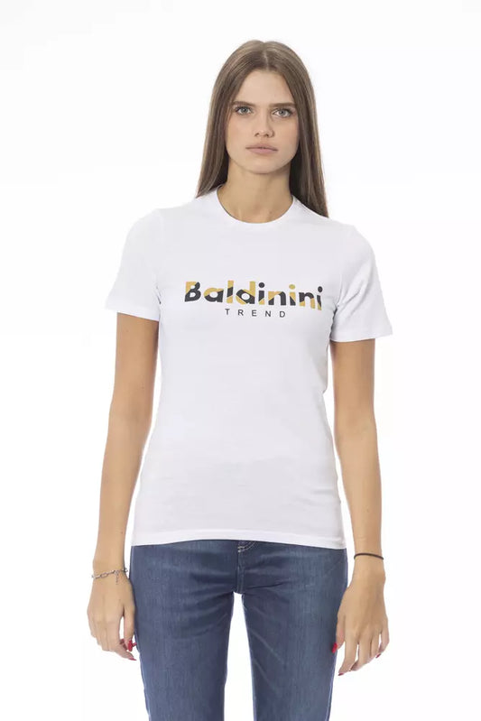 Camiseta de algodón blanca para mujer Baldinini Trend