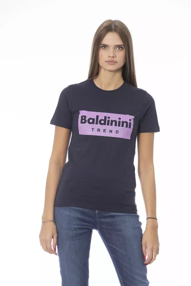 Camiseta de algodón azul Baldinini Trend para mujer