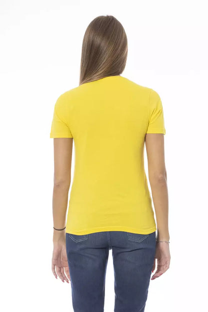 Camiseta de algodón amarilla para mujer Baldinini Trend