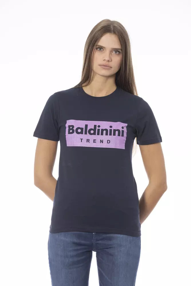 Camiseta de algodón azul Baldinini Trend para mujer