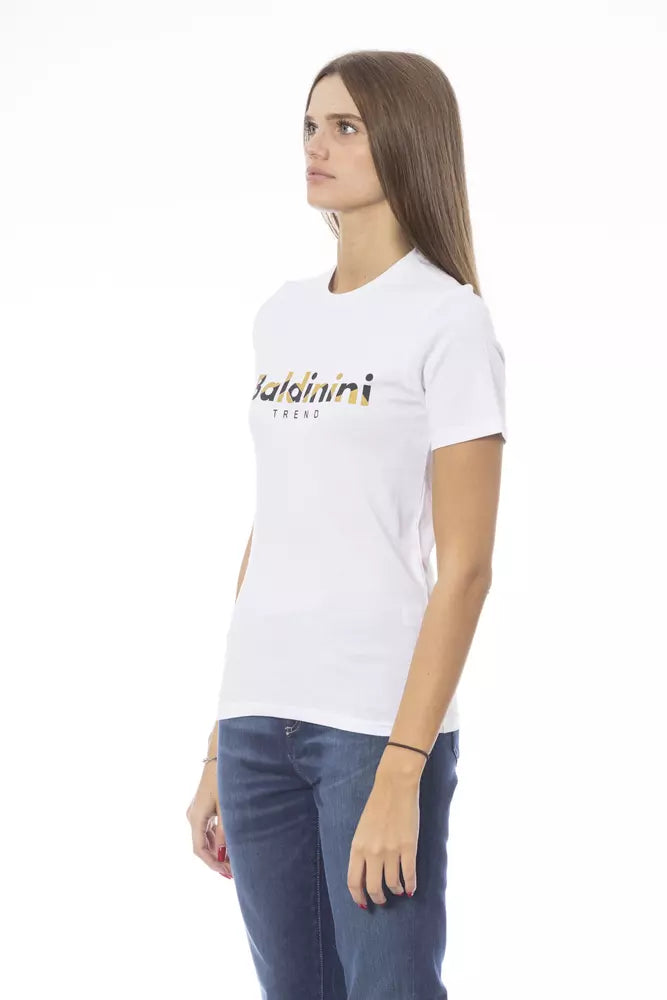 Camiseta de algodón blanca para mujer Baldinini Trend