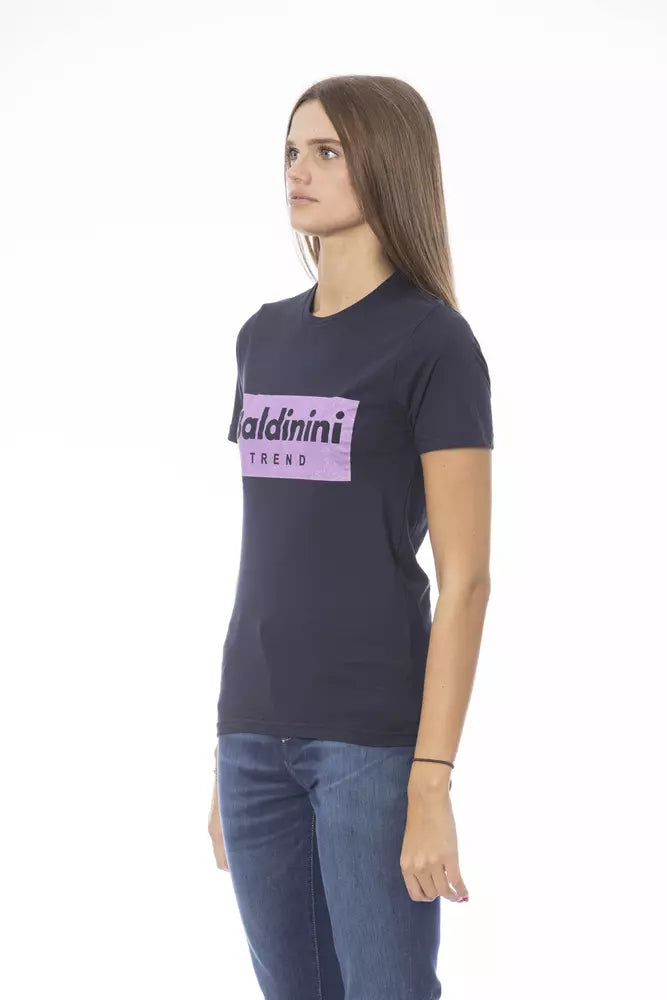 Camiseta de algodón azul Baldinini Trend para mujer