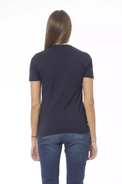 Camiseta de algodón azul Baldinini Trend para mujer