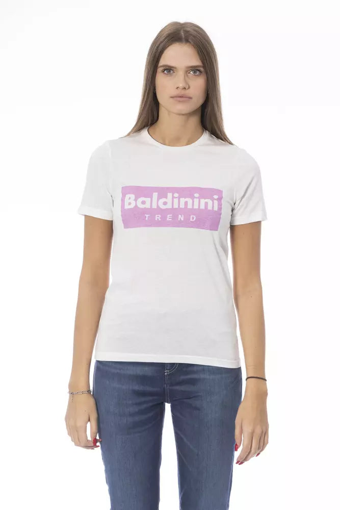 Camiseta de algodón blanca para mujer Baldinini Trend