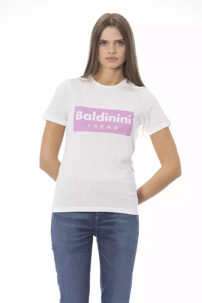 Camiseta de algodón blanca para mujer Baldinini Trend