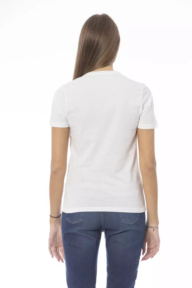 Camiseta de algodón blanca para mujer Baldinini Trend