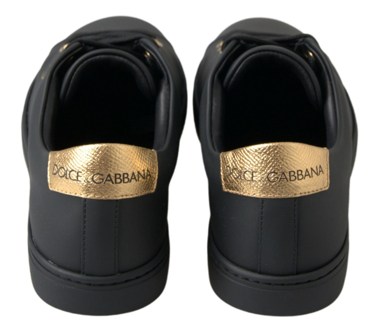 Dolce &amp; Gabbana klassiska sneakers i läder i svart guld