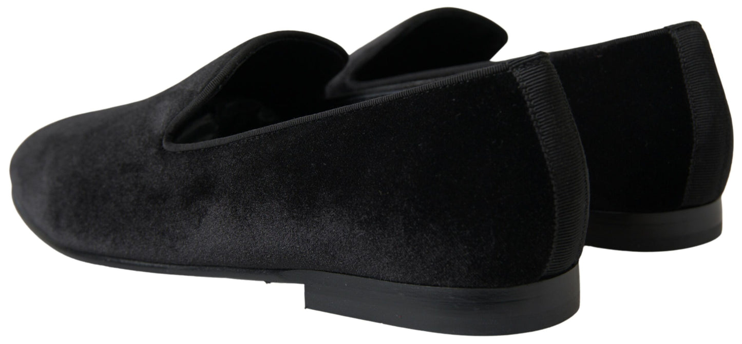 Mocasines elegantes de terciopelo negro de Dolce &amp; Gabbana para hombre