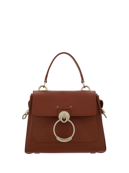 Elegante bolso de hombro de piel de becerro marrón sepia de Chloé