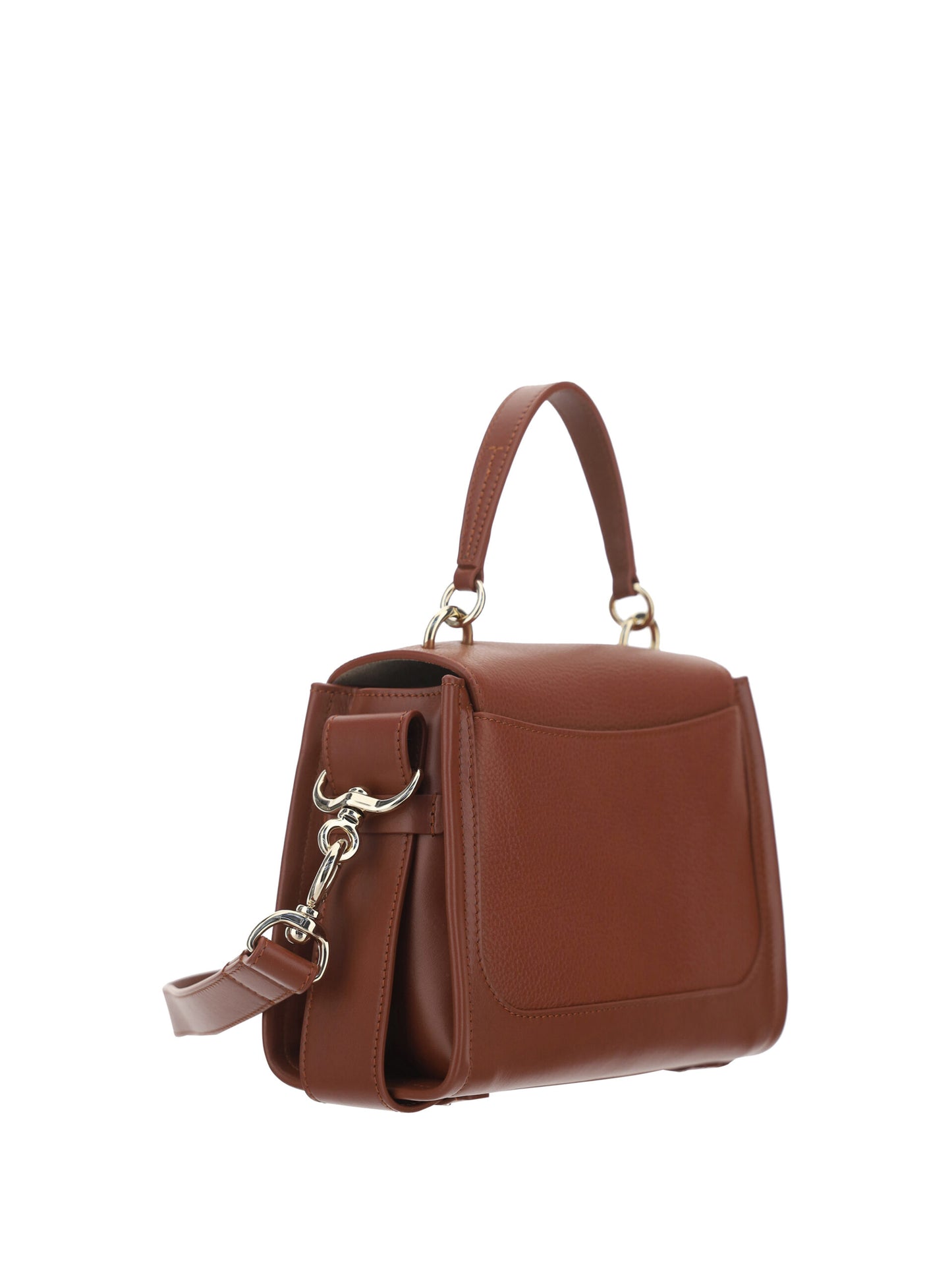 Elegante bolso de hombro de piel de becerro marrón sepia de Chloé